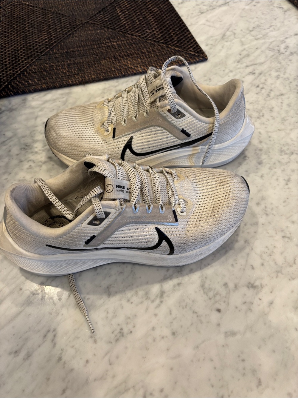 Nike Pegasus White and Black Running Sneakers.  Womens 7